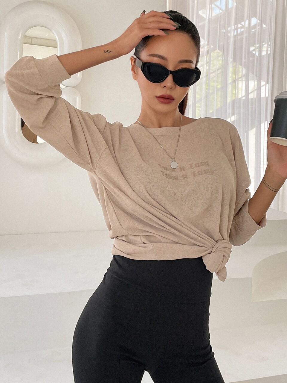 Slogan Graphic Drop Shoulder Tee