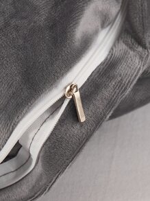 Juego de funda nórdica de franela de color sólido gris oscuro de 2/3 piezas - Gris Oscuro - Ver 2