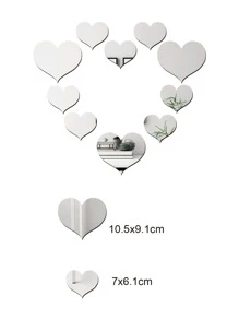 10入組心形鏡子牆貼 - 銀色 - 查看 2