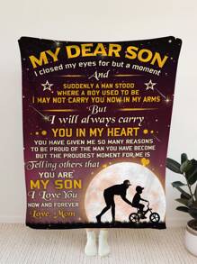 1入組標語圖案毯子 - 彩色 - 查看 2