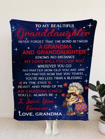 1pc Slogan & Figure Graphic Blanket