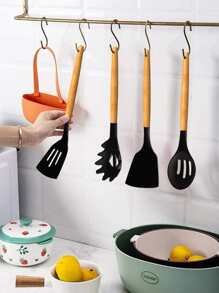 11pcs Silicone Cooking Utensil & 1pc Storage Bucket - Black - View 3