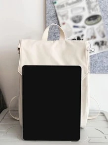 轻便、商务休闲轻便扣饰翻盖背包，适合少女、女大学生、新秀和白领，非常适合办公室、学校背包、大容量、笔记本电脑隔层、便携式、可折叠、适合少女、女大学生、大学、小学、初中、高中、学校书包、防水、经典休闲、适合少女、女大学生、教师，非常适合返校、开学第一天、初中、高中 - 米色 - 查看 3