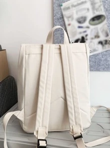 轻便、商务休闲轻便扣饰翻盖背包，适合少女、女大学生、新秀和白领，非常适合办公室、学校背包、大容量、笔记本电脑隔层、便携式、可折叠、适合少女、女大学生、大学、小学、初中、高中、学校书包、防水、经典休闲、适合少女、女大学生、教师，非常适合返校、开学第一天、初中、高中 - 米色 - 查看 5