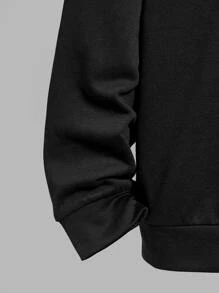 SHEIN 青少年男童休闲长袖篮球印花卫衣 - 黑色 - 查看 4
