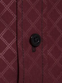 Manfinity Mode Nam Kẻ Sọc In Tay Dài Nút Lên Trơn Màu Đỏ Đậm Công Sở Sơ Mi Công Sở Cho Chồng - Màu Đỏ Sâu - Xem 3