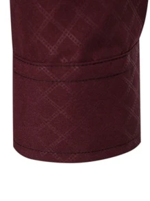 Manfinity Mode Nam Kẻ Sọc In Tay Dài Nút Lên Trơn Màu Đỏ Đậm Công Sở Sơ Mi Công Sở Cho Chồng - Màu Đỏ Sâu - Xem 6