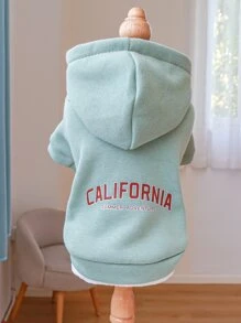 Letter Graphic Hooded Pet Hoodie - Green - View 4