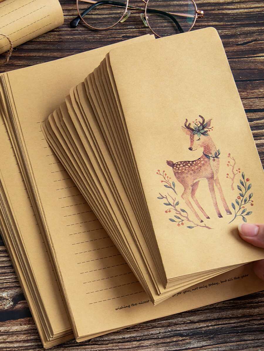 10pcs Deer Pattern Random Writing Paper With Envelope | SHEIN USA