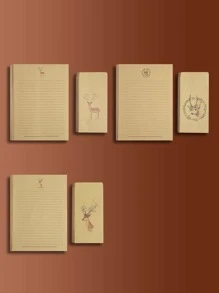 10 piezas Papel de escritura con patrón de ciervo al azar con Sobre - Multicolor - Ver 2