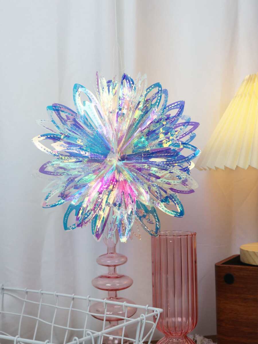 1入組鐳射鏤空花朵設計紙制絨球 - 彩色 - 查看 1