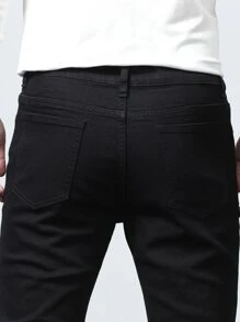 Manfinity Hombres Jeans ajustados desgarro - Negro - Ver 6