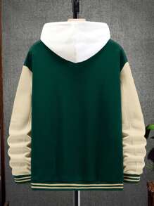 Manfinity Sporsity Men Colorblock Striped Trim Drop Shoulder Varsity Jacket Without Hoodie
