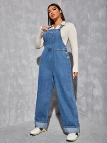 Petos mezclilla con bolsillo oblicuo sin top - Azul lavado medio - Ver 4