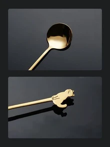 1pc Cat Decor Spoon - Gold - View 3