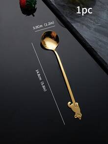 1pc Cat Decor Spoon - Gold - View 4