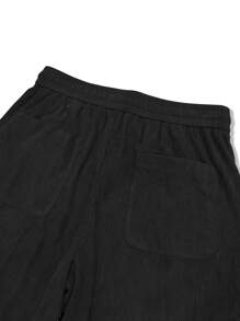 Manfinity EMRG Men Corduroy Pocket Side Drawstring Waist Cargo Trousers - Black - View 7