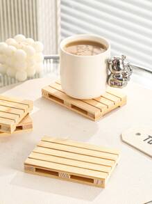 1入組木頭杯墊 - 卡其色 - 查看 1
