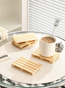 1入組木頭杯墊 - 卡其色 - 查看 2