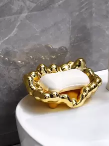 1pc Punch-free Cloud Design Soap Dish - Gold - View 1