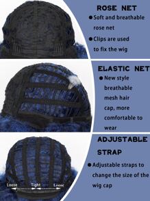 Peluca sintética afro corto rizado con tupe - Multicolor - Ver 6