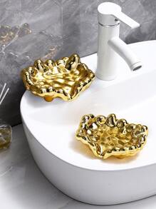 1pc Punch-free Cloud Design Soap Dish - Gold - View 4