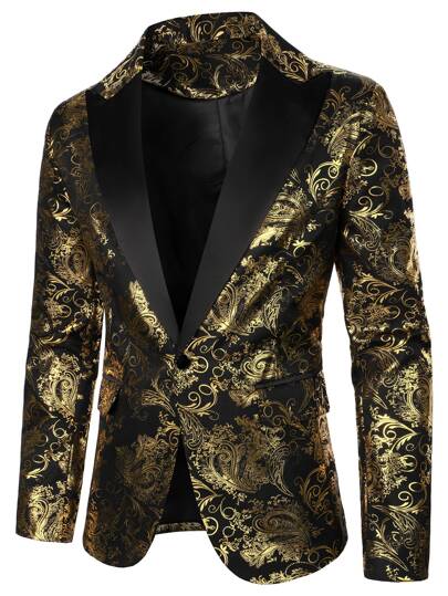 Manfinity AFTRDRK Men Baroque Print Lapel Collar Single Button Blazer