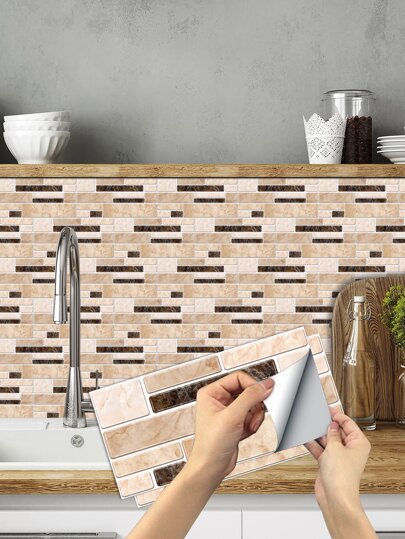 5pcs Brick Pattern Waterproof Kitchen Sticker