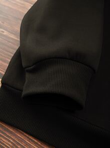 SHEIN EZwear Plus Letter Graphic Thermal Lined Sweatshirt - Black - View 3