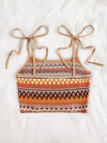 Soleia WYWH Vacation Geo Print Tie Shoulder Cami Boho Top - Multicolor - View 2