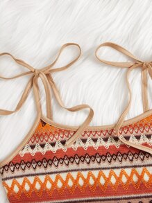 Soleia WYWH Vacation Geo Print Tie Shoulder Cami Boho Top - Multicolor - View 3