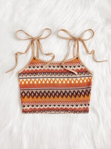 Soleia WYWH Vacation Geo Print Tie Shoulder Cami Boho Top - Multicolor - View 5