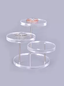 1 pieza Estante de almacenamiento de joya transparente redondo