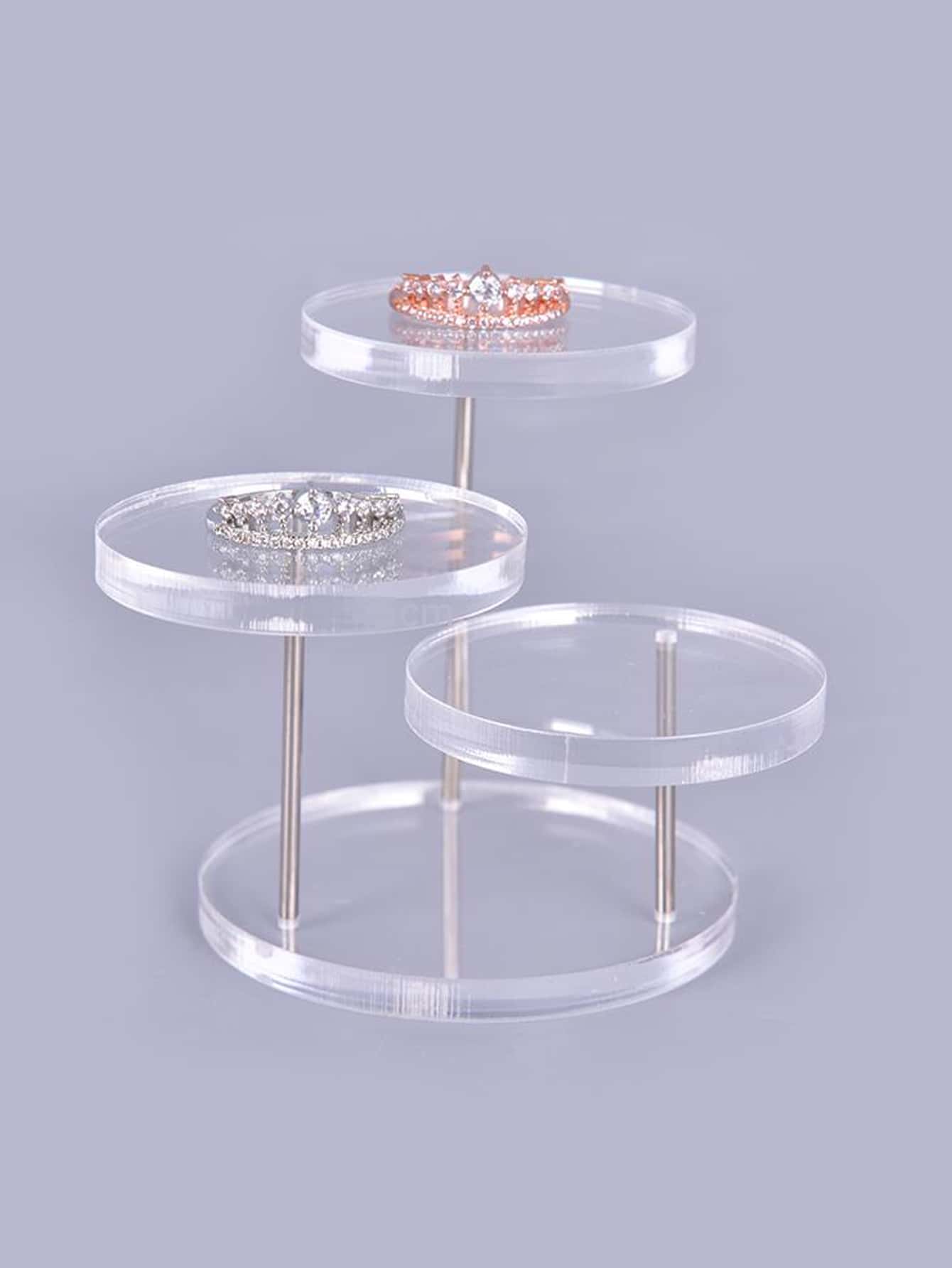 1 pieza Estante de almacenamiento de joya transparente redondo