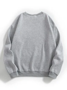 SHEIN EZwear Basketball And Letter Graphic Thermal Lined Sweatshirt - Grey - View 2