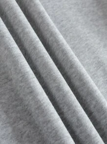 SHEIN EZwear Basketball And Letter Graphic Thermal Lined Sweatshirt - Grey - View 3