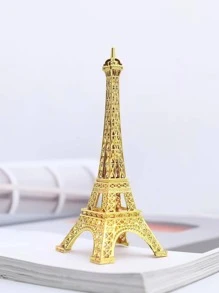 1pc Tower Shaped Decoration Craft, Minimalist Hollow Out Iron Tower Design Decorative Object For Desk Best Gifts Birthday Graduation - Gold - View 3