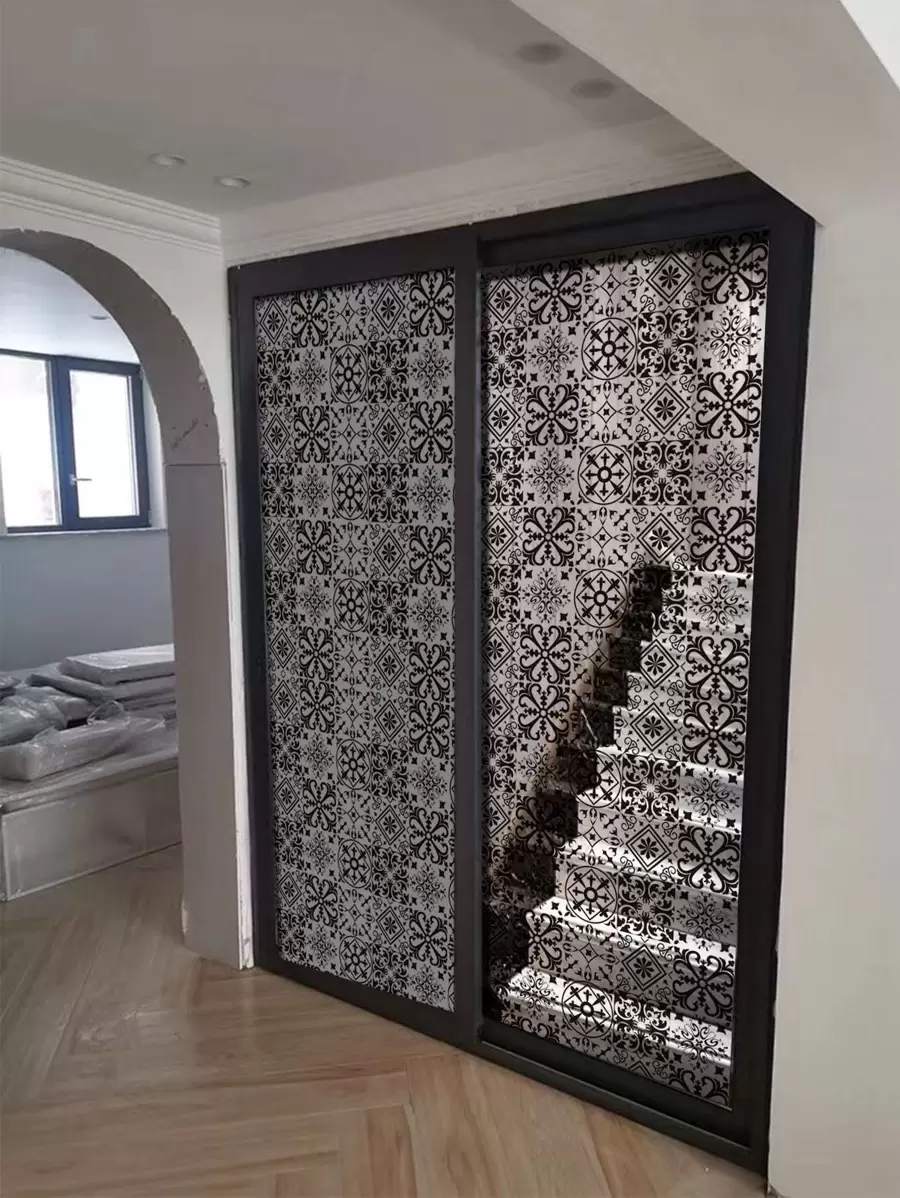 1roll Geometric Pattern Decorative Film, Vintage Transparent Decorative Electrostatic Film, For Window Glass,Stickers,Wall Decal, Vinyl Decal For Home Decorations,Spring Decoration Items Refresh Your Home,Rama Decoration Stickers Gifts Birthday Graduation - Multicolor - View 1