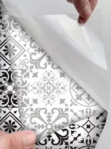 1roll Geometric Pattern Decorative Film, Vintage Transparent Decorative Electrostatic Film, For Window Glass,Stickers,Wall Decal, Vinyl Decal For Home Decorations,Spring Decoration Items Refresh Your Home,Rama Decoration Stickers Gifts Birthday Graduation - Multicolor - View 3