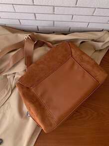 Vintage Suede Flap Crossbody Bag, Women's Solid Colour Messenger Bag, Casual Travel Shoulder Bag - Brown - View 5