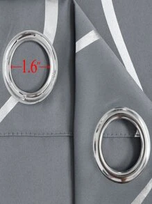 Cortina una sola pieza con estampado de dibujo - Gris - Ver 7