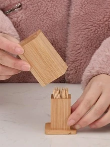 1pc Wooden Toothpick Holder - Khaki - View 2