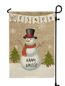 1pc Snowman & Slogan Graphic Garden Flag - Multicolor - View 3