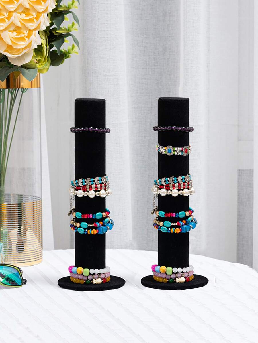 1pc Plain Jewelry Storage Rack, Black Bracelet Organizer Rack For Home - Black - View 1