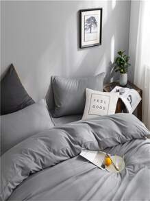 Solid Duvet Cover Without Filler - Grey - View 3
