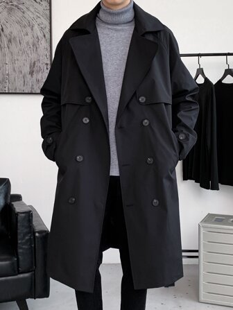Manfinity Men Double Breasted Belted Trench Coat