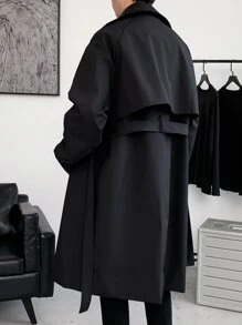 Manfinity Men Double Breasted Belted Trench Coat - Black - View 2