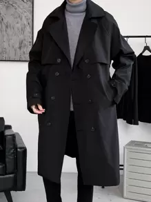 Manfinity Men Double Breasted Belted Trench Coat - Black - View 3