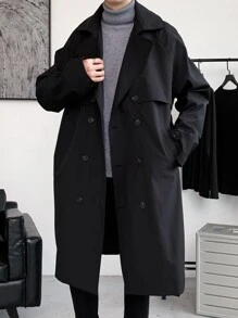 Manfinity Men Double Breasted Belted Trench Coat - Black - View 6