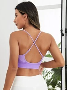 SHEIN Sports 雙色後背十字交叉運動型胸罩